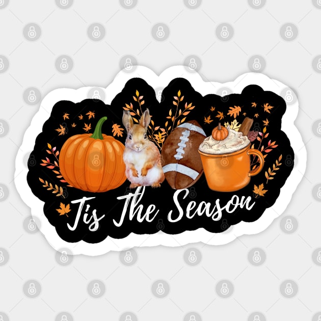 Tis The Season Fall Pumpkin Cute Football Mom Sticker by Illustradise